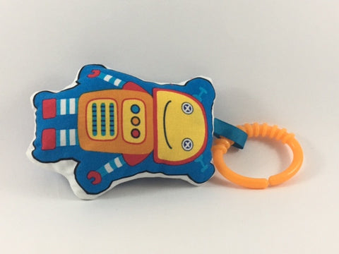 Mini Soft Toy Baby Rattle (Blue Robot)